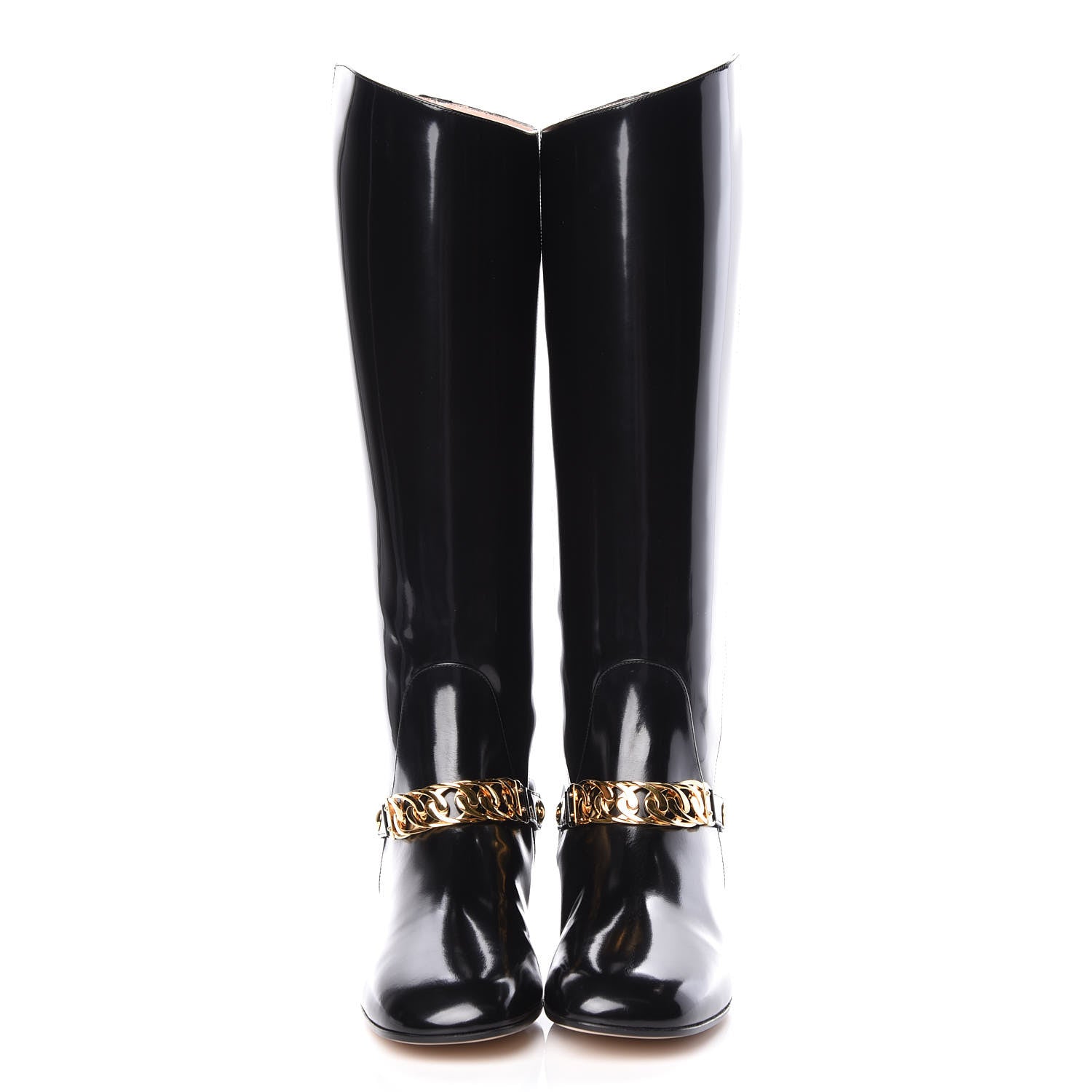 Gucci Polished Calfskin Regent Boots 38 Black 2 of 9