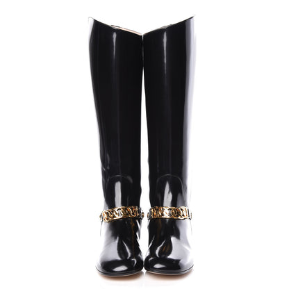 Gucci Polished Calfskin Regent Boots 38 Black 2 of 9