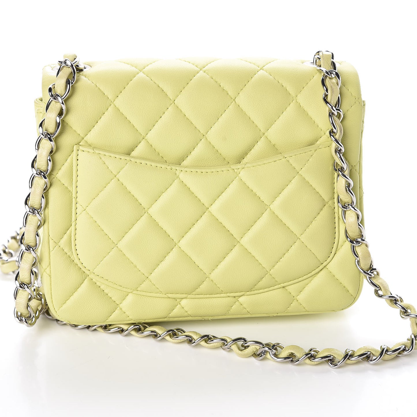 Lambskin Quilted Mini Square Flap Yellow