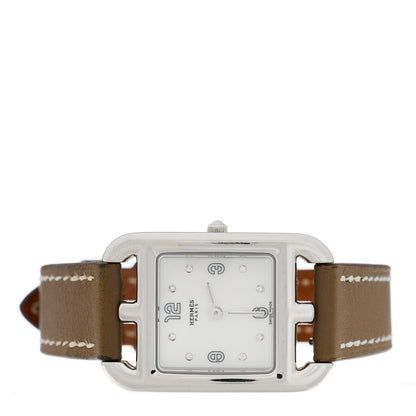Hermes Stainless Steel Swift Diamond Mother of Pearl 23mm Cape Cod Quartz Watch Etoupe 3 of 5