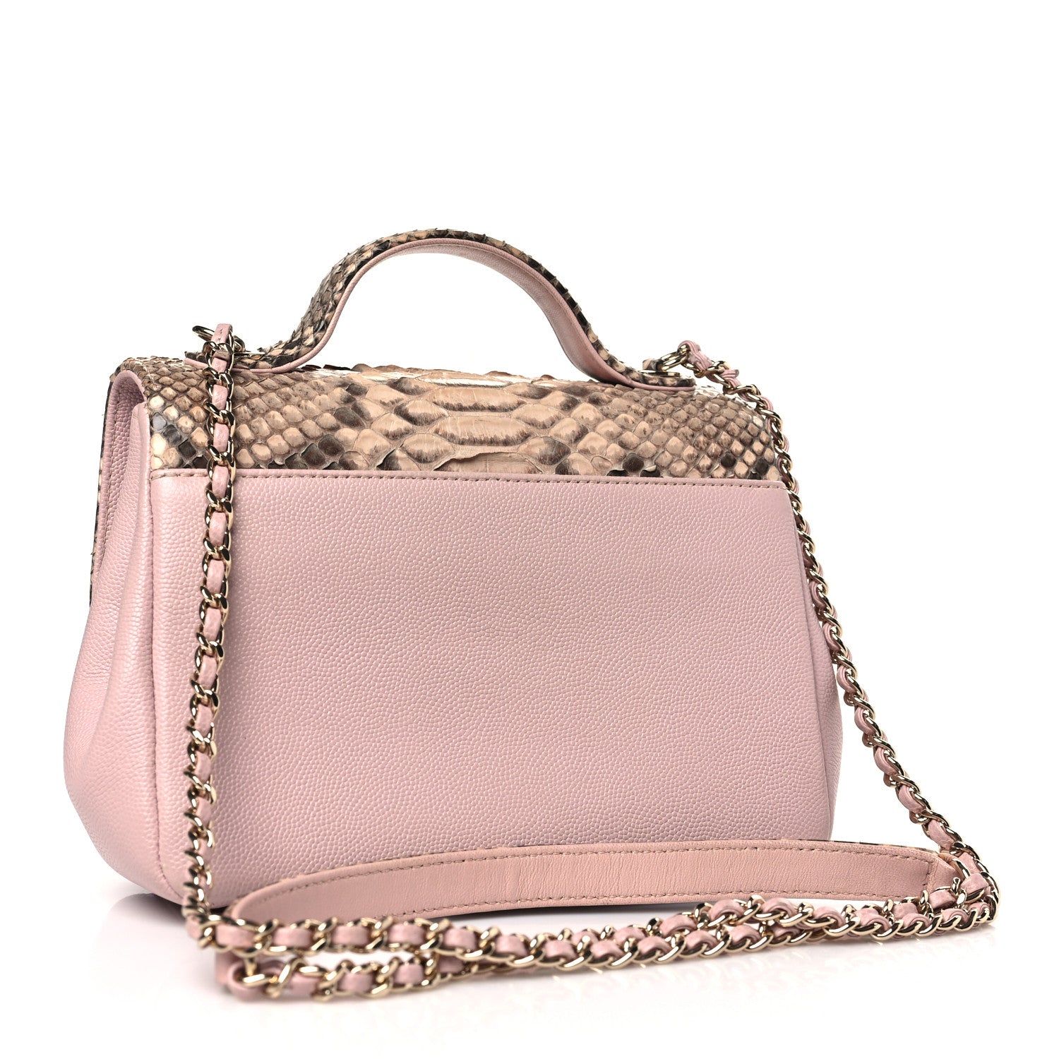 Chanel Snakeskin Caviar Quilted Small Business Affinity Flap Light Pink 3 of 9