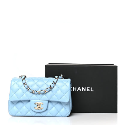 Chanel Lambskin Quilted Mini Rectangular Flap Light Blue 10 of 10