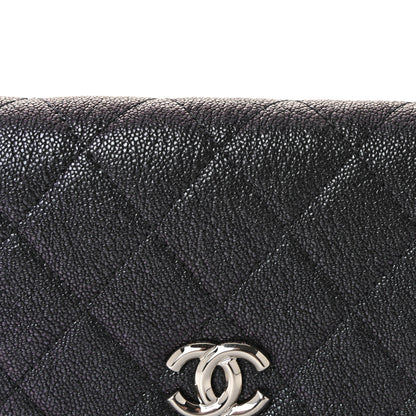 Chanel Iridescent Caviar Quilted Classic Pouch Clutch Black 9 of 10