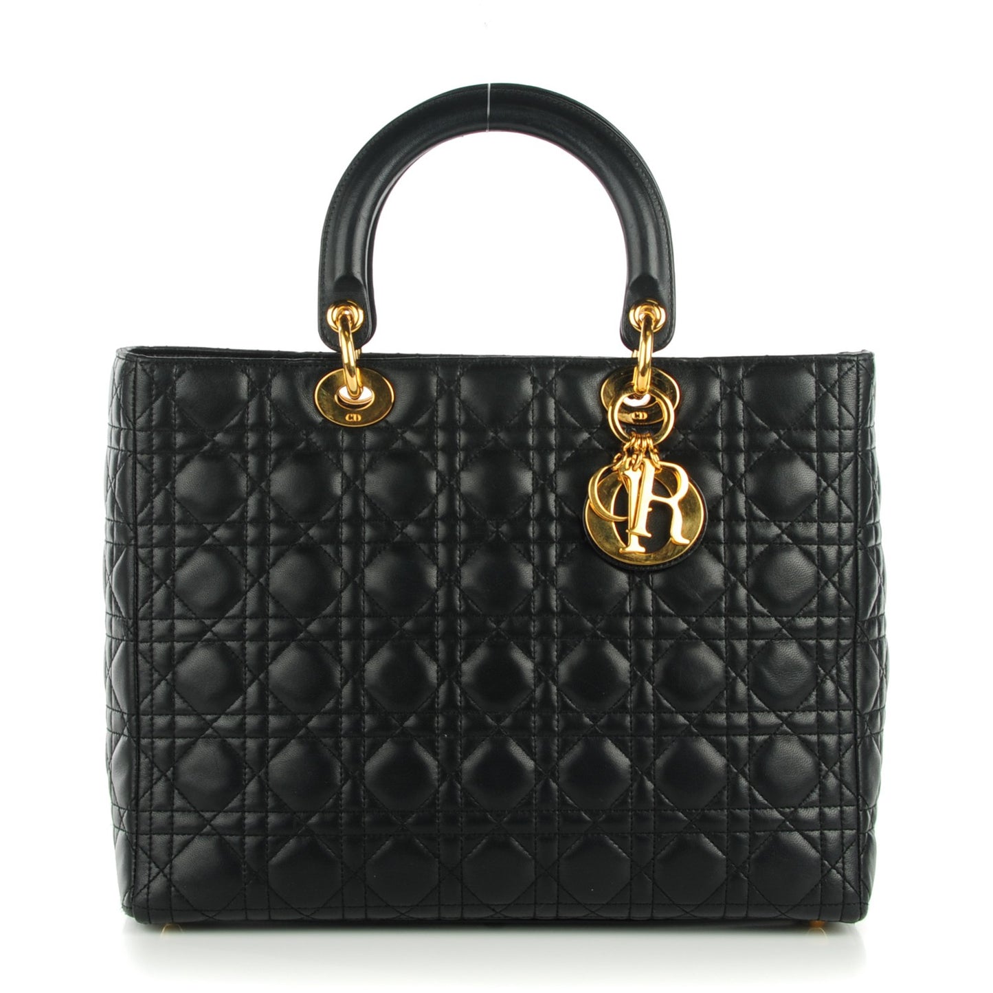 Lambskin Cannage Large Lady Dior Black