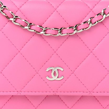 Chanel Lambskin Quilted Mini Wallet On Chain WOC Pink 14 of 18