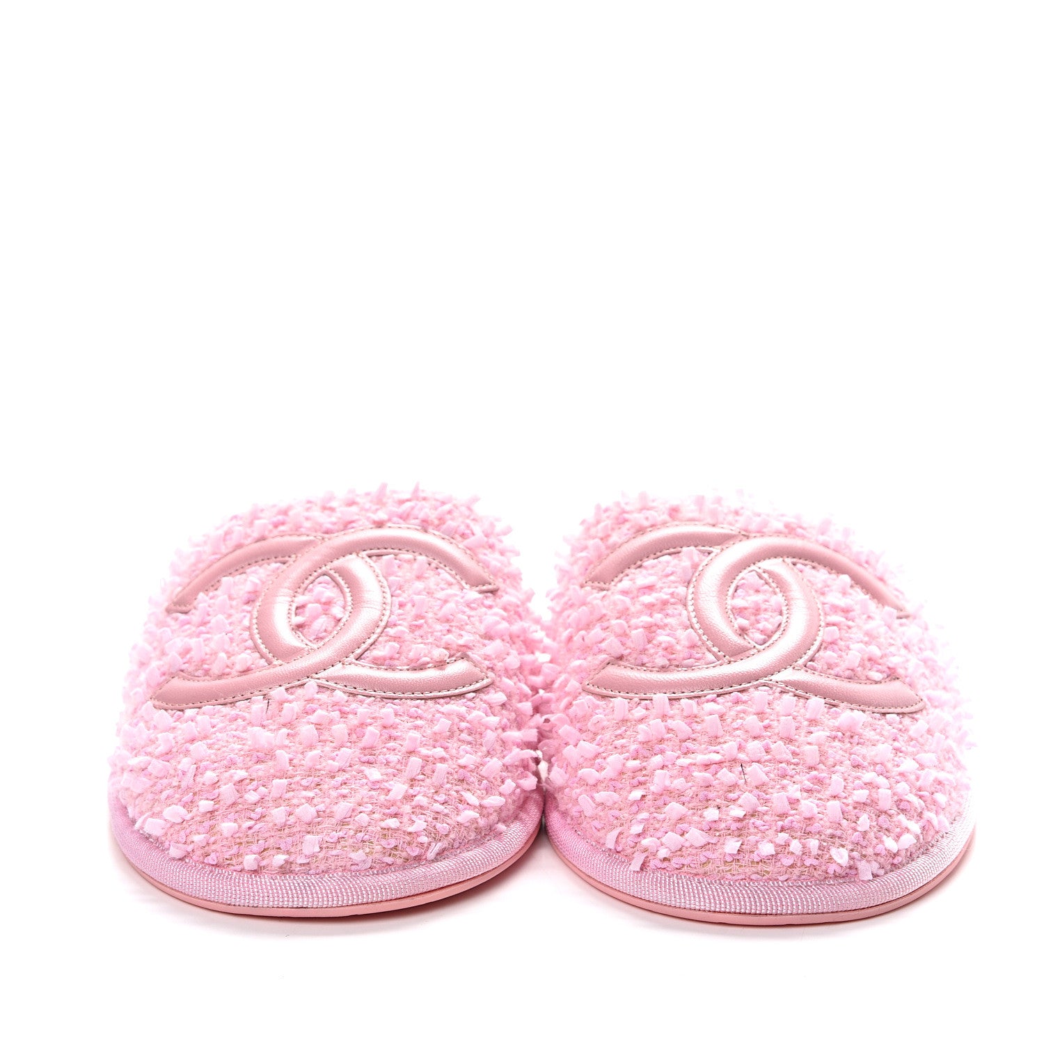 Chanel Tweed CC Flat Mules S Pink 2 of 8