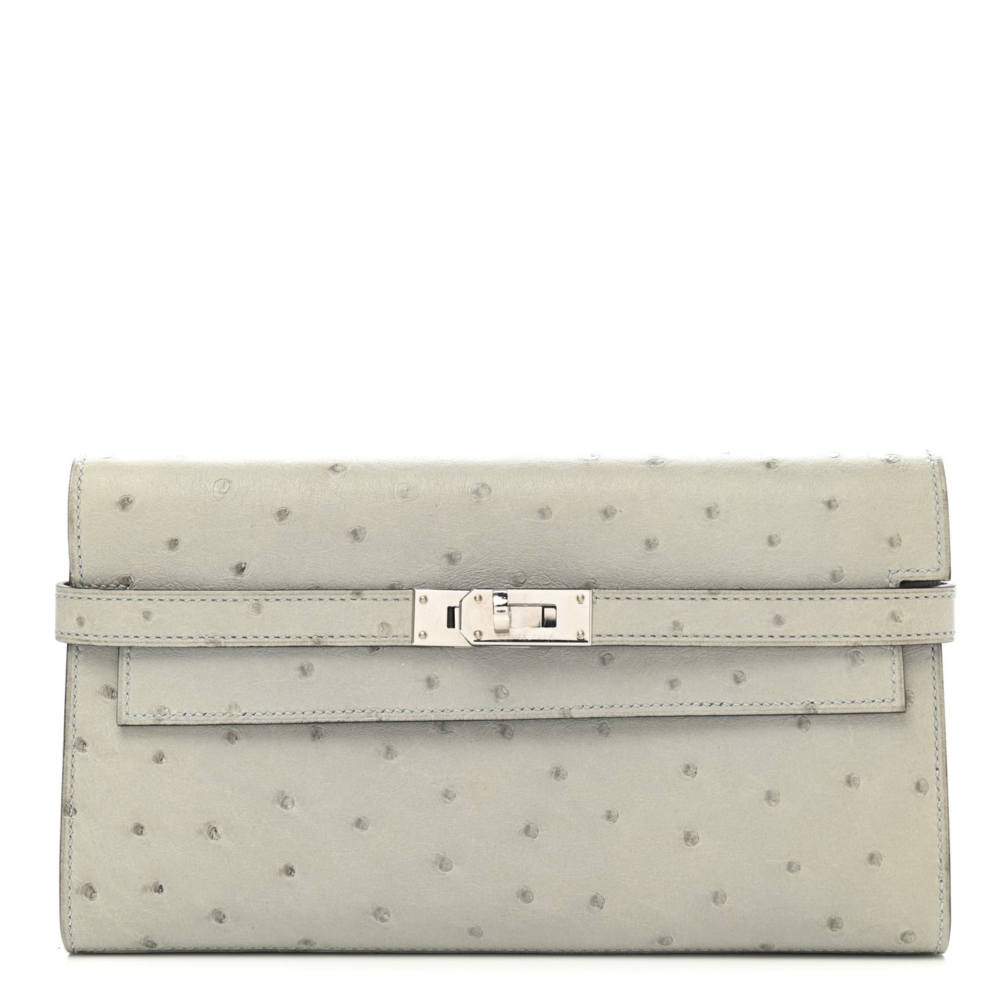 Ostrich Kelly Longue Wallet Bleu Glacier