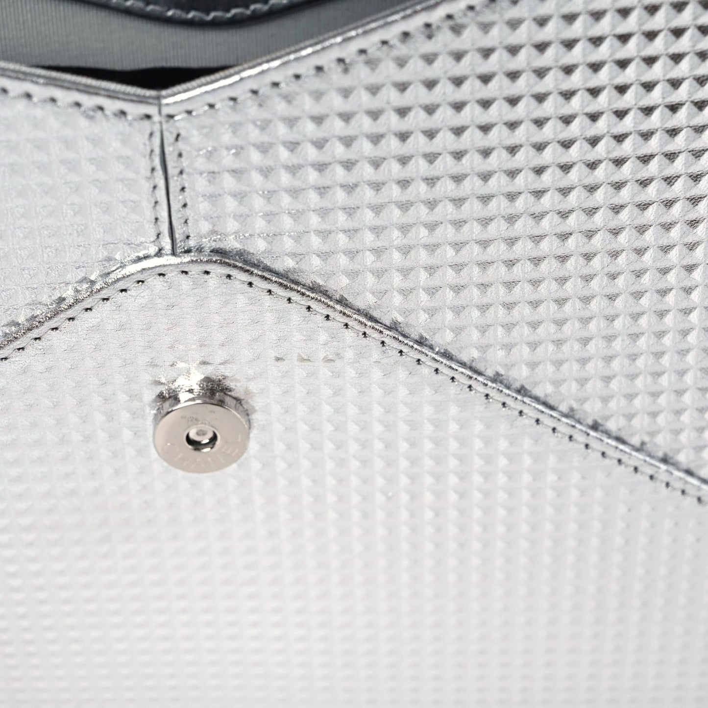 Metallic Lambskin Embossed Envelope Clutch Silver