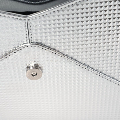 Chanel Metallic Lambskin Embossed Envelope Clutch Silver 8 of 10