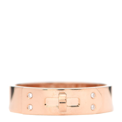 Hermes 18K Rose Gold Diamond PM Kelly Ring 54 6.75 1 of 5