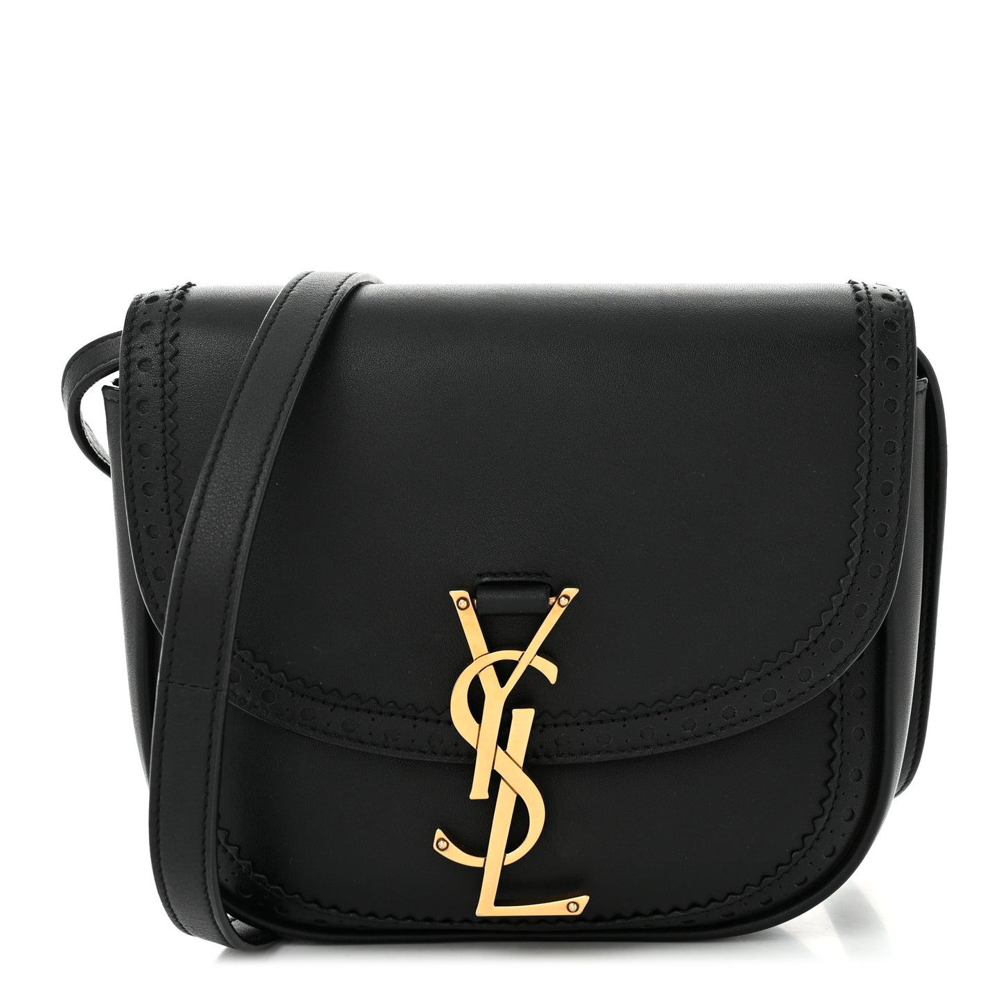 Smooth Calfskin Perforated Classic Monogram Small Kaia Satchel Black