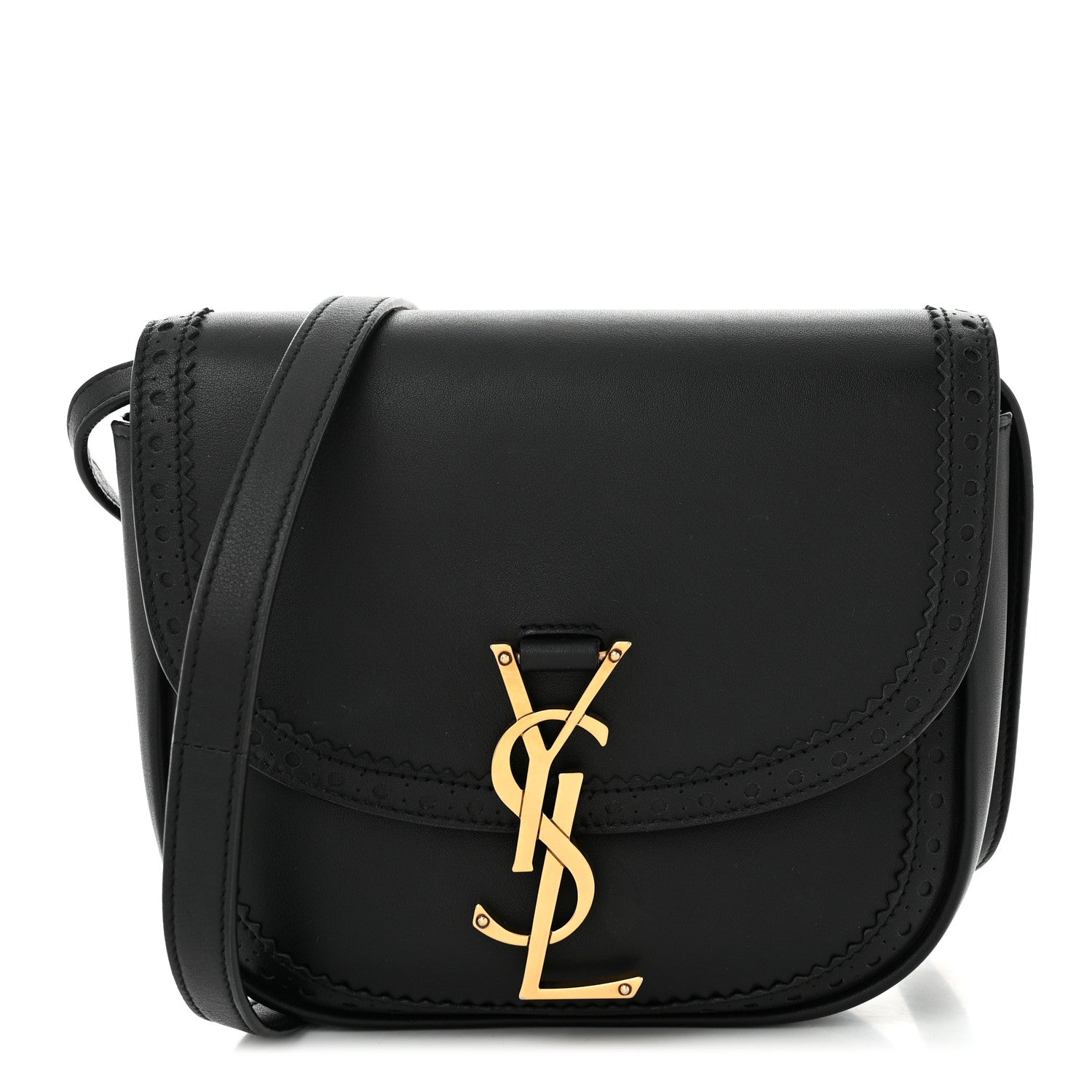 Saint Laurent Smooth Calfskin Perforated Classic Monogram Small Kaia Satchel Black 1 of 10