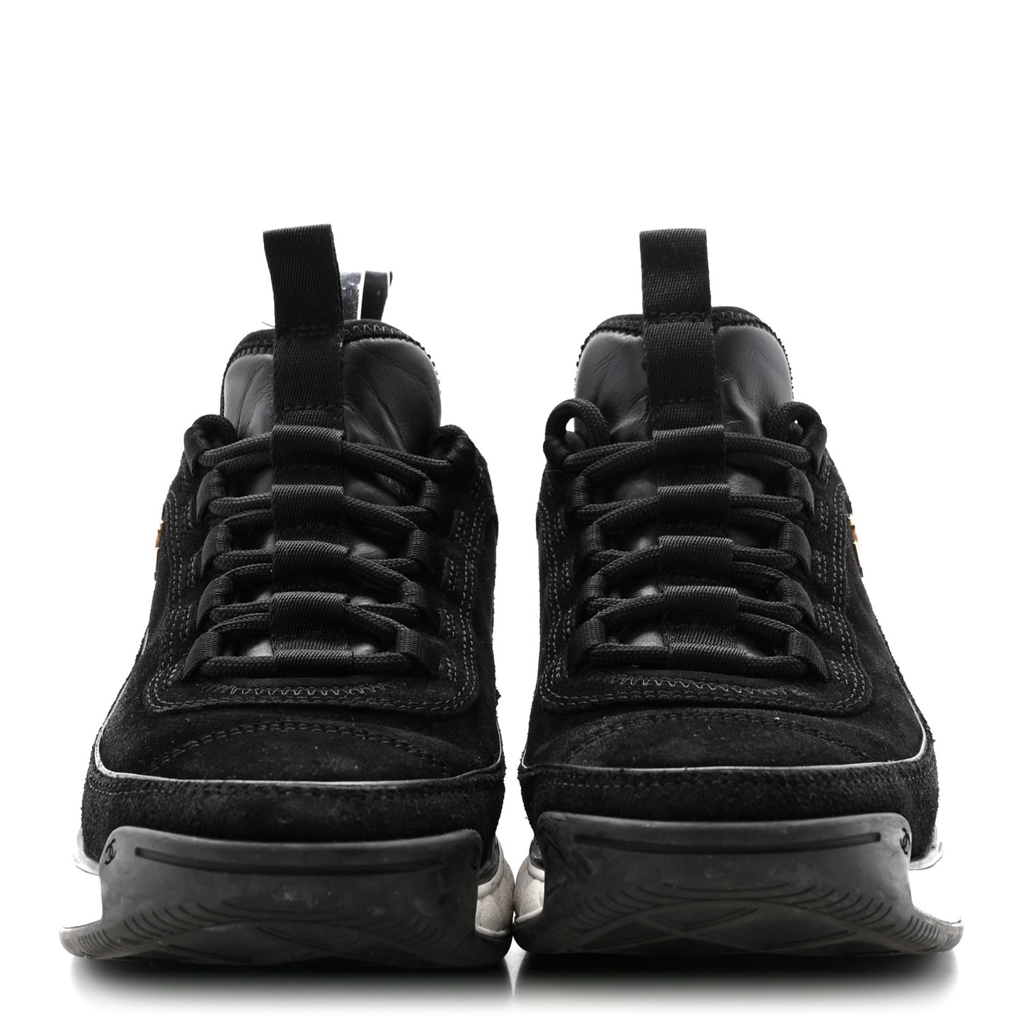 Suede Calfskin Nylon Grosgrain CC Sneakers 37 Black
