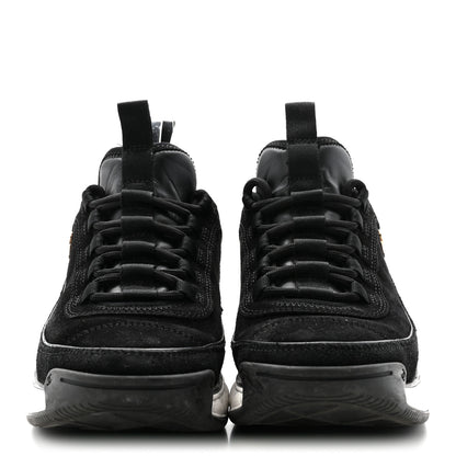 Chanel Suede Calfskin Nylon Grosgrain CC Sneakers 37 Black 3 of 9