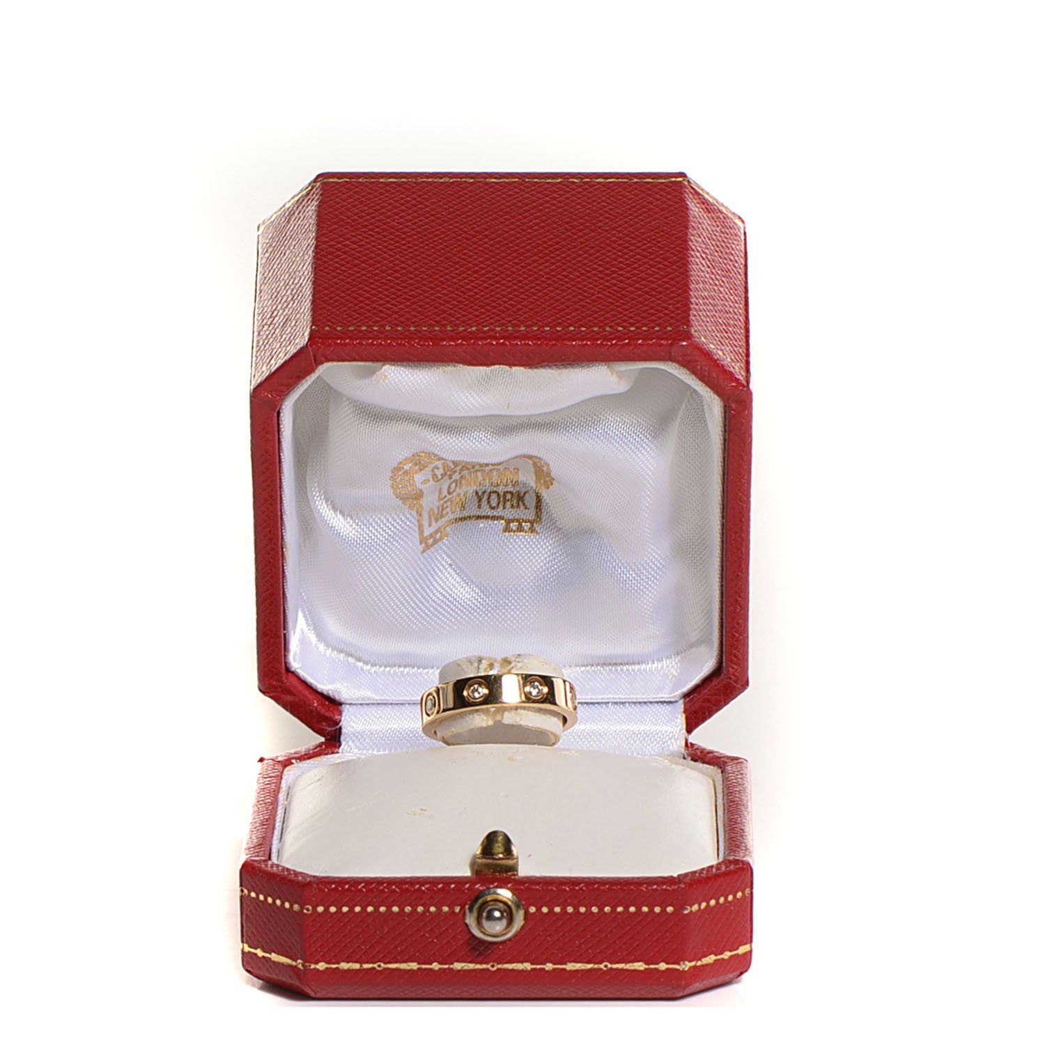 Cartier 18K Yellow Gold 8 Diamond 4mm LOVE Wedding Band Ring 50 5.25 5 of 5