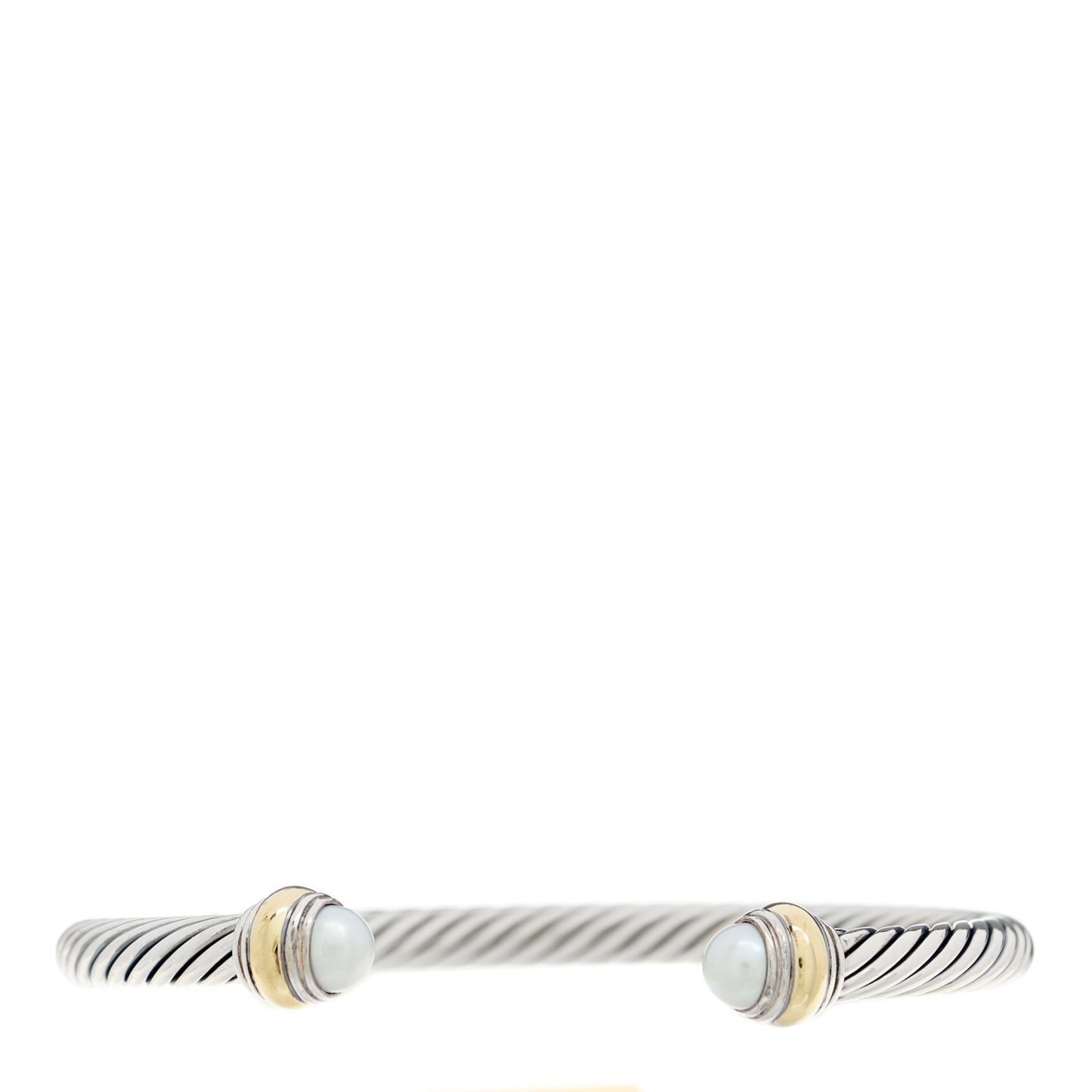 Sterling Silver 14K Yellow Gold Pearl 5mm Cable Classics Bracelet