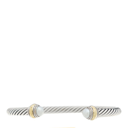David Yurman Sterling Silver 14K Yellow Gold Pearl 5mm Cable Classics Bracelet 1 of 4