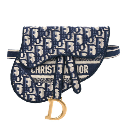 Christian Dior Oblique Embroidered Saddle Belt Pouch Blue 1 of 7