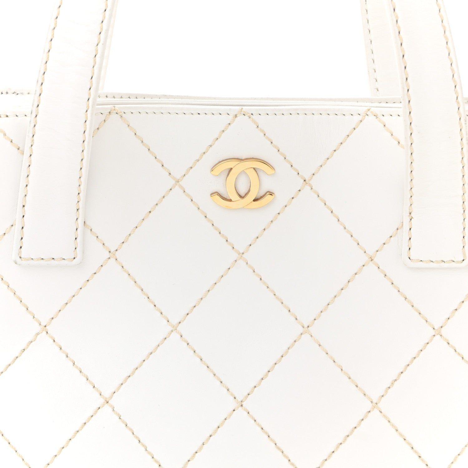 Chanel Calfskin Wild Stitch Tote White 7 of 13