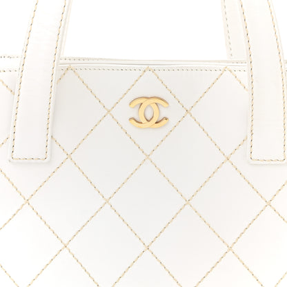 Chanel Calfskin Wild Stitch Tote White 7 of 13