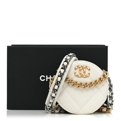 Chanel Goatskin Quilted Chanel 19 Round Clutch With Chain White 10 of 10