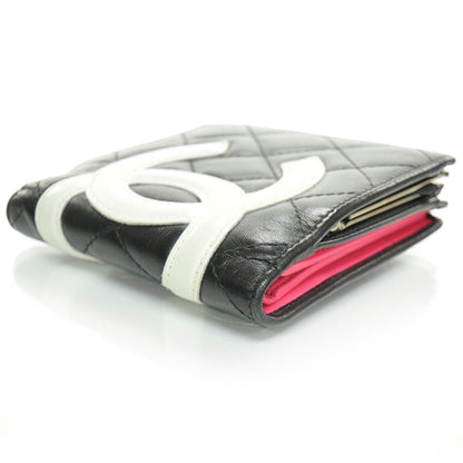 Chanel Calfskin Quilted Cambon Bi-Fold Wallet Black White 5 of 10