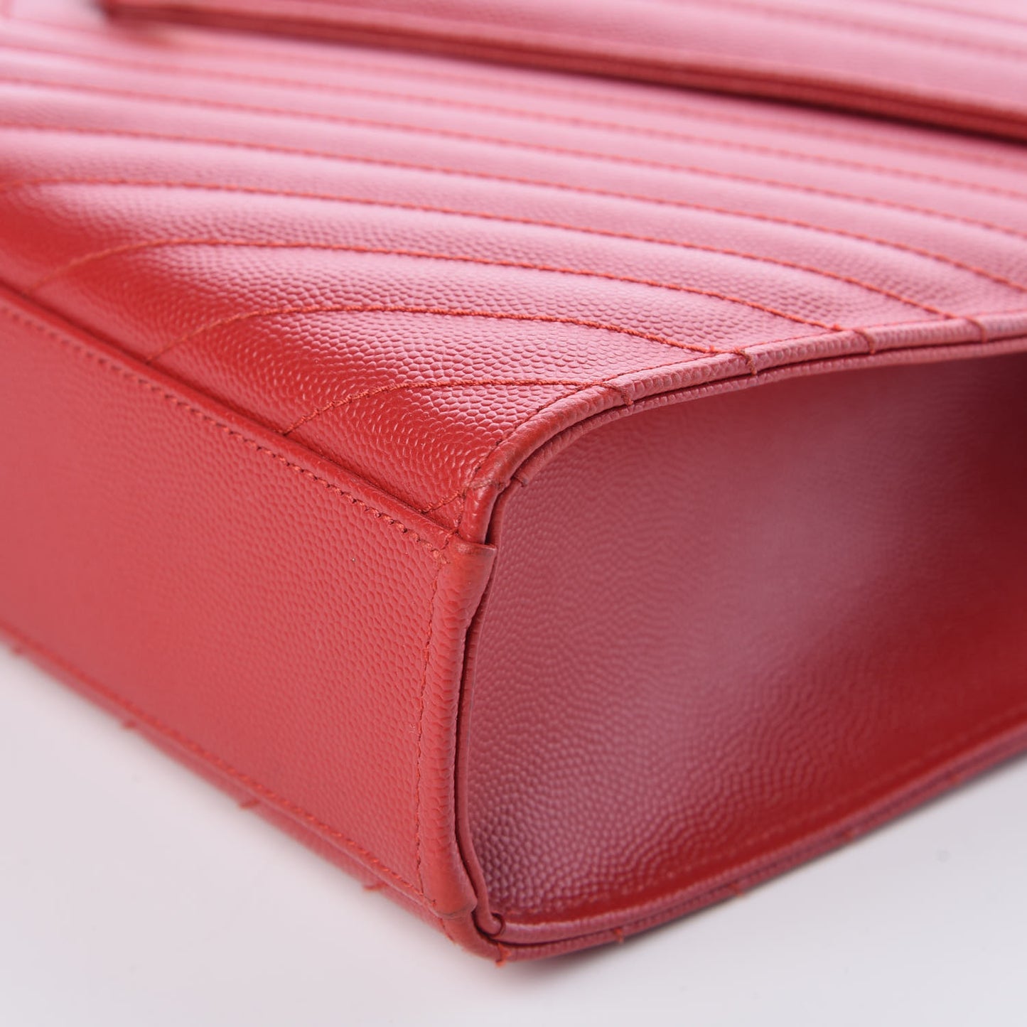Grain De Poudre Matelasse Chevron Large Monogram Satchel Lipstick Red