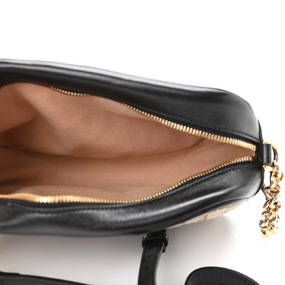Gucci Monogram Matelasse Diagonal Small GG Marmont Chain Shoulder Bag Beige Black 5 of 13