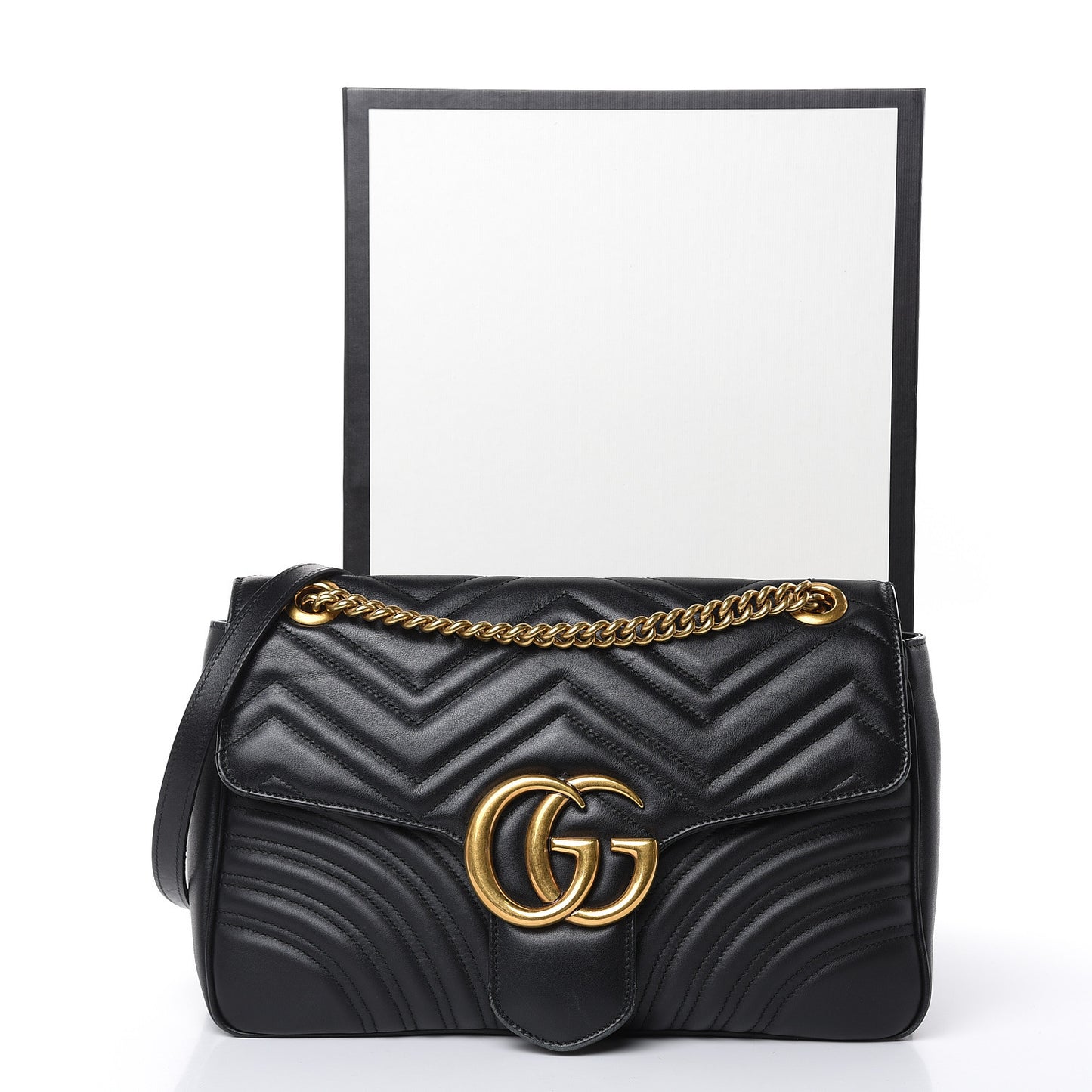 Calfskin Matelasse Medium GG Marmont Shoulder Bag Black