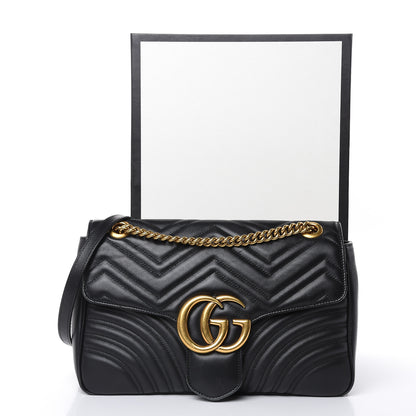 Gucci Calfskin Matelasse Medium GG Marmont Shoulder Bag Black 17 of 17
