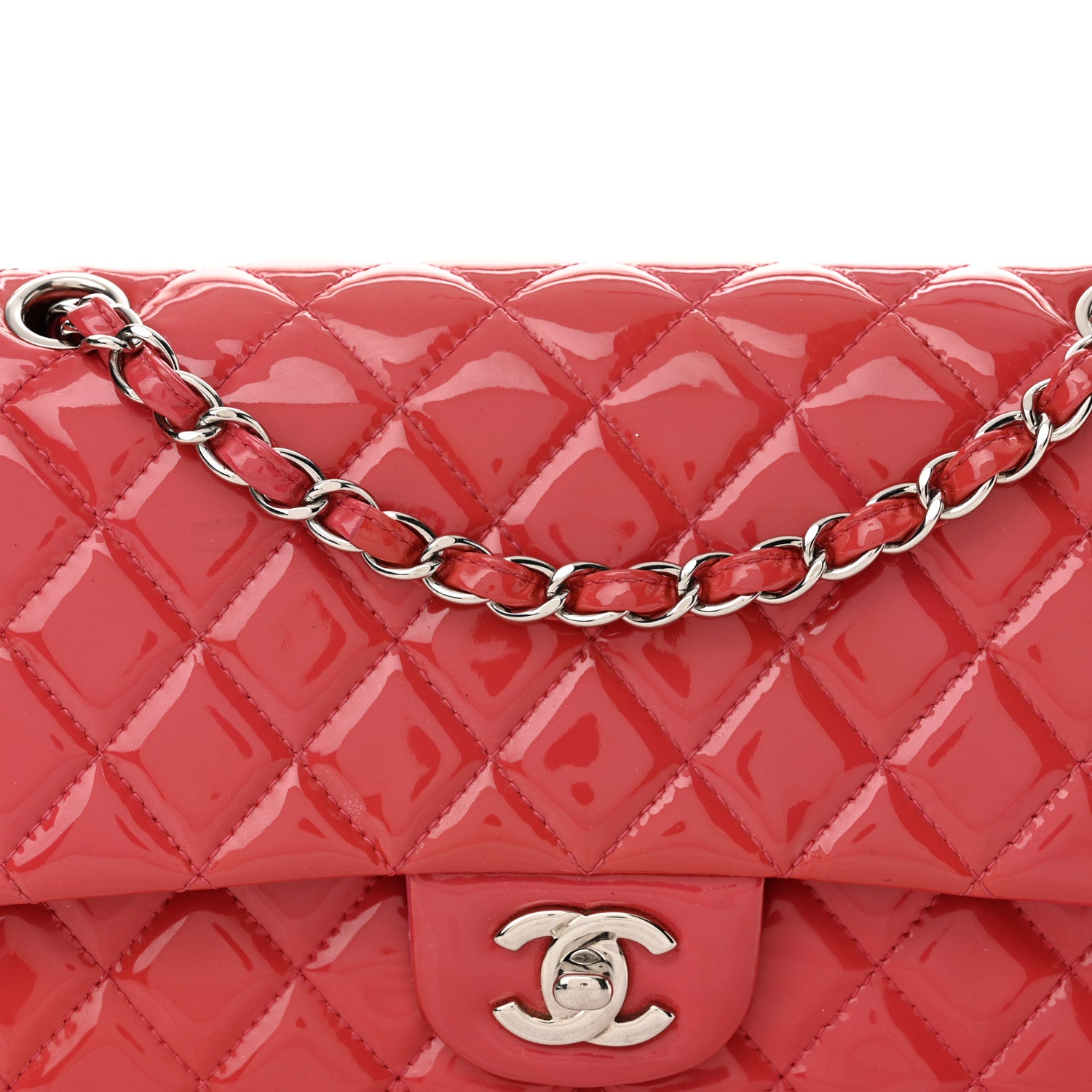 Chanel Patent Quilted Medium Double Flap Dark Pink 8 of 13