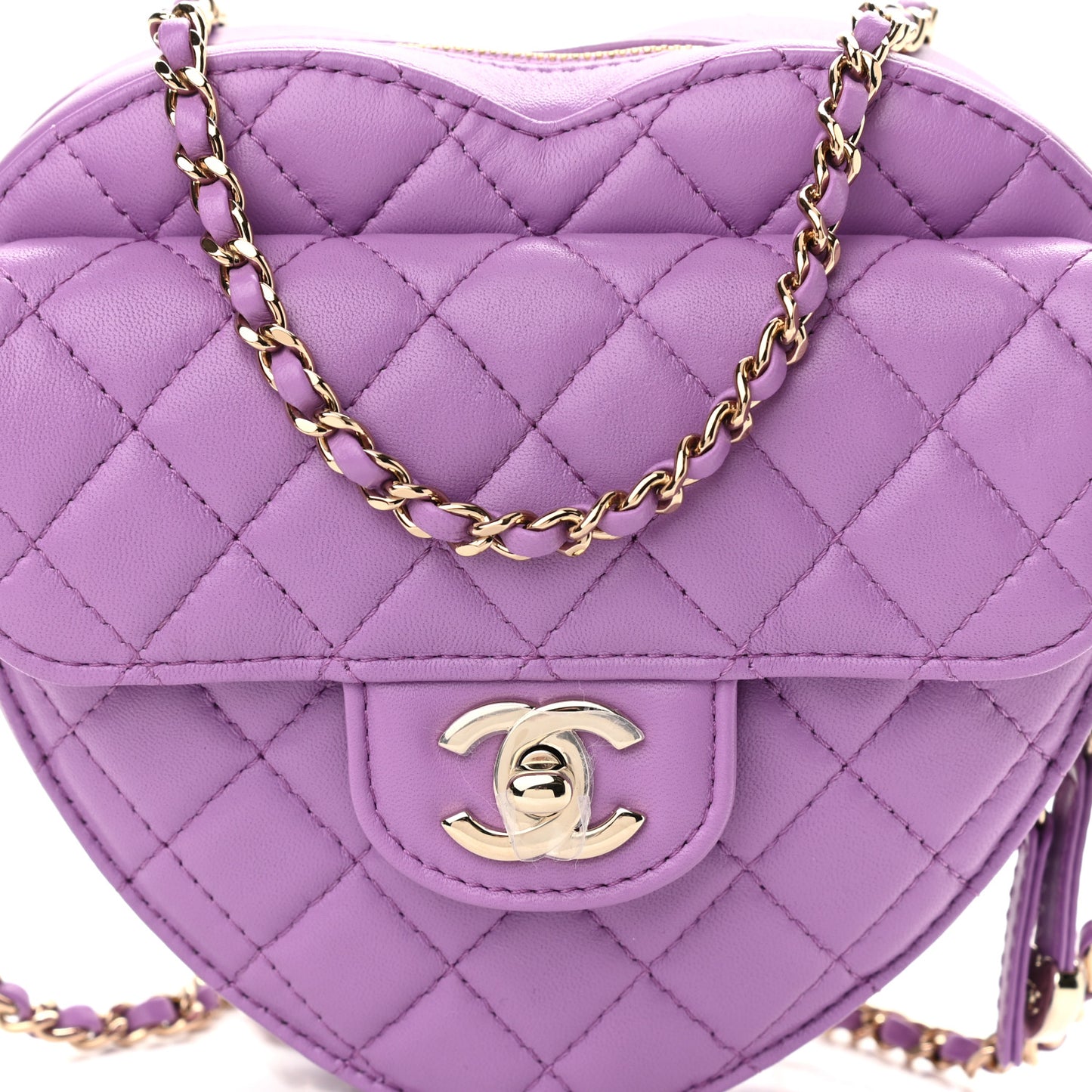 Lambskin Quilted CC In Love Heart Bag Purple