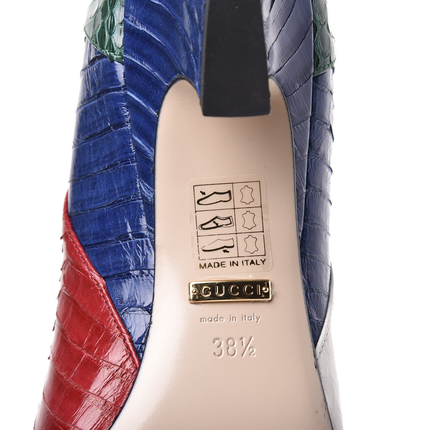 Gucci Snakeskin Crystal Double G Pumps 38.5 Multicolor 9 of 11