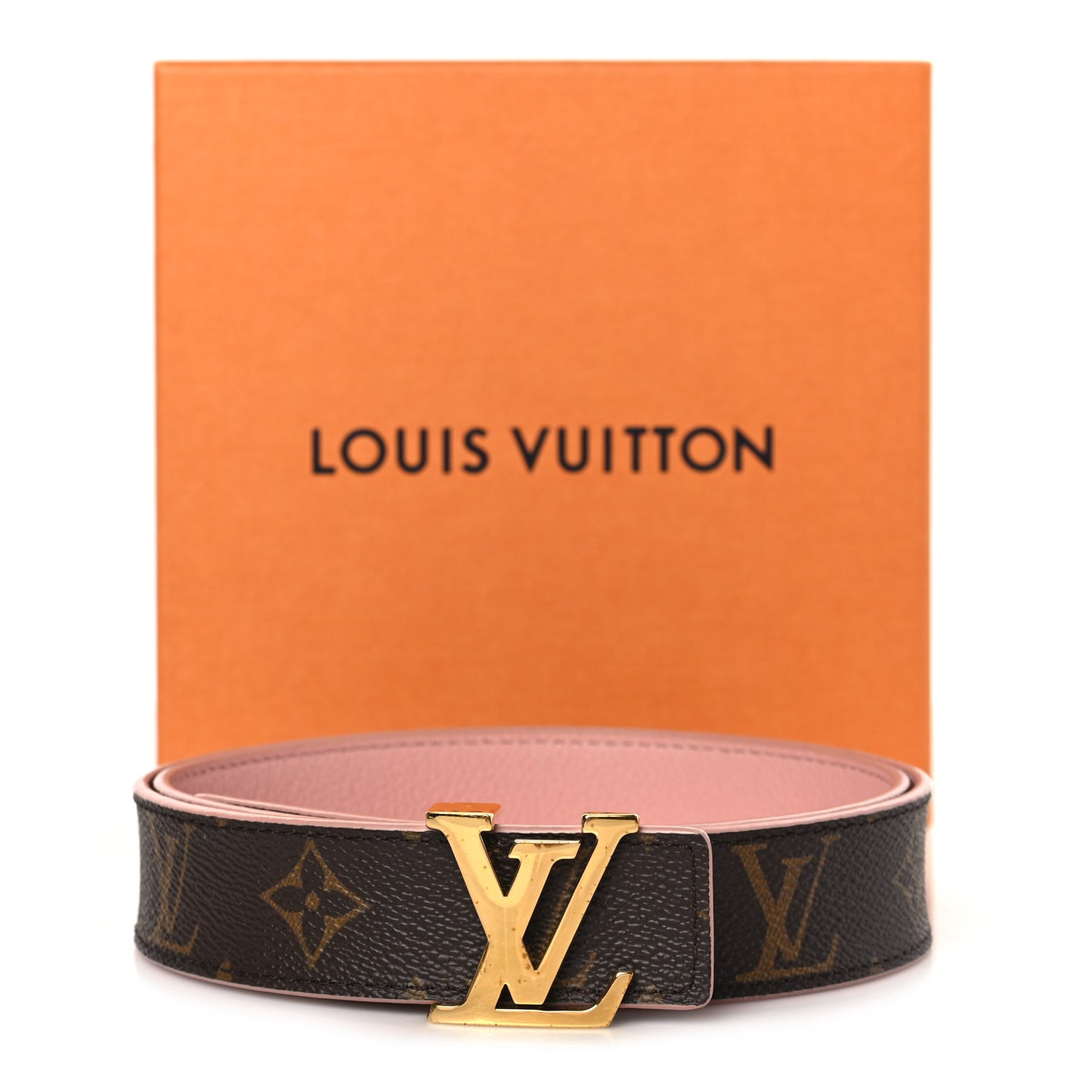 Calfskin Monogram 30mm LV Initiales Reversible Belt 80 32 Rose Ballerine
