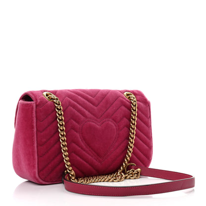 Gucci Velvet Matelasse Small GG Marmont Shoulder Bag Light Raspberry Rose 2 of 8