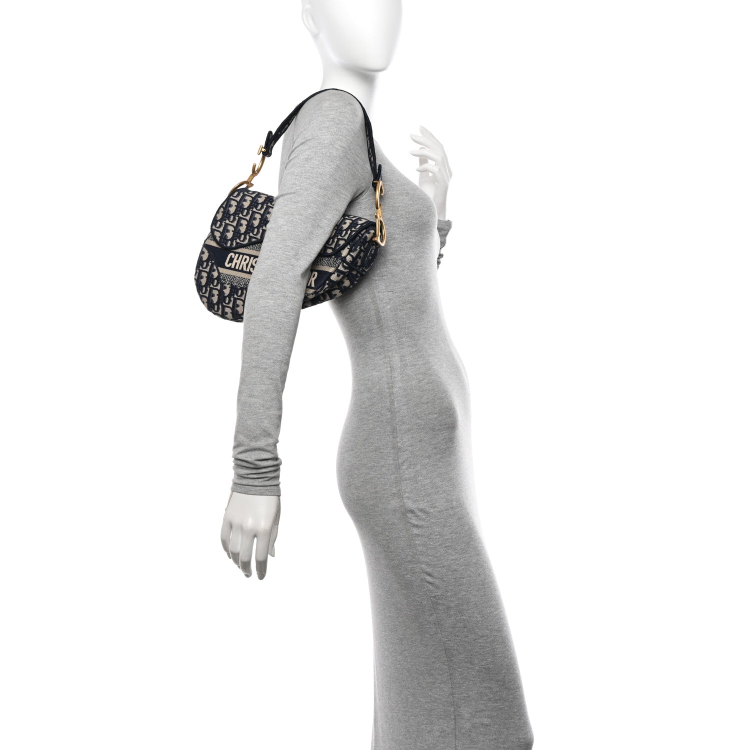 Christian Dior Oblique Embroidered Saddle Bag Blue 2 of 10