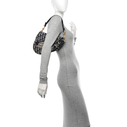 Christian Dior Oblique Embroidered Saddle Bag Blue 2 of 10