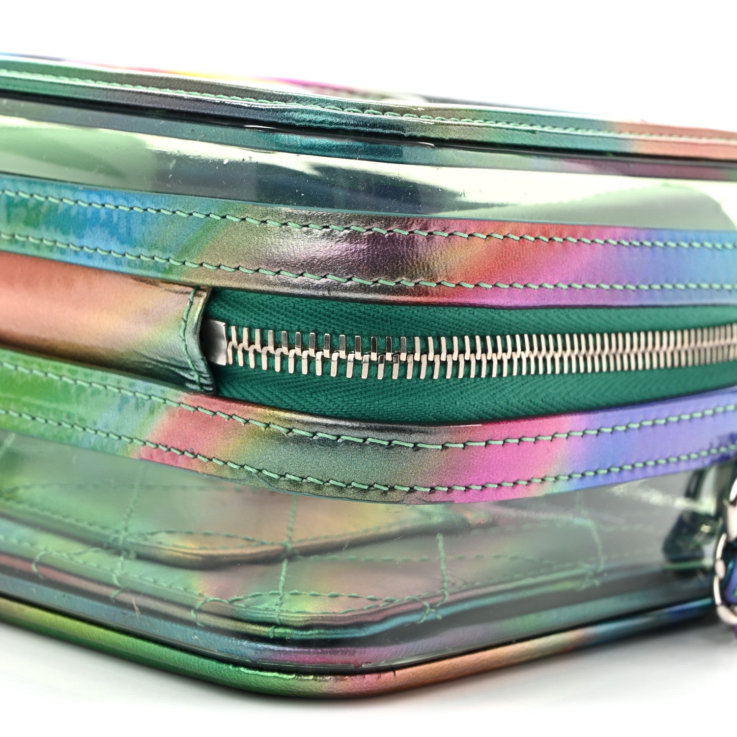 Chanel PVC Lambskin Filigree Small CC Filigree Vanity Case Green