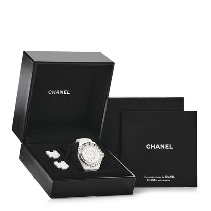Chanel Stainless Steel Ceramic Diamond Bezel 38mm J12 Quartz Watch White 5 of 5