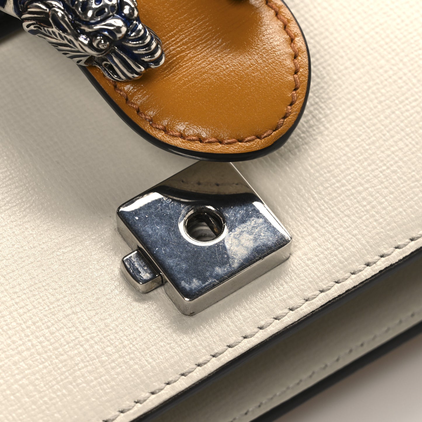 Azalea Calfskin Enamel Tri-Color Small Dionysus Shoulder Bag Mystic White Sun Oil Black Electric Blue