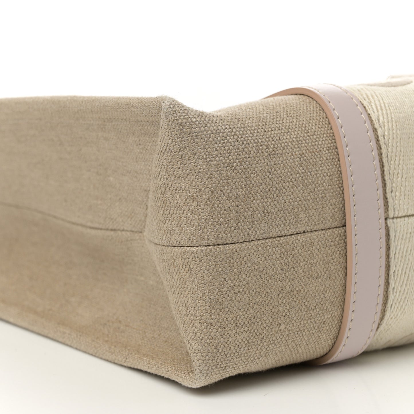 Linen Calfskin Medium Woody Ribbon Tote Cement Pink