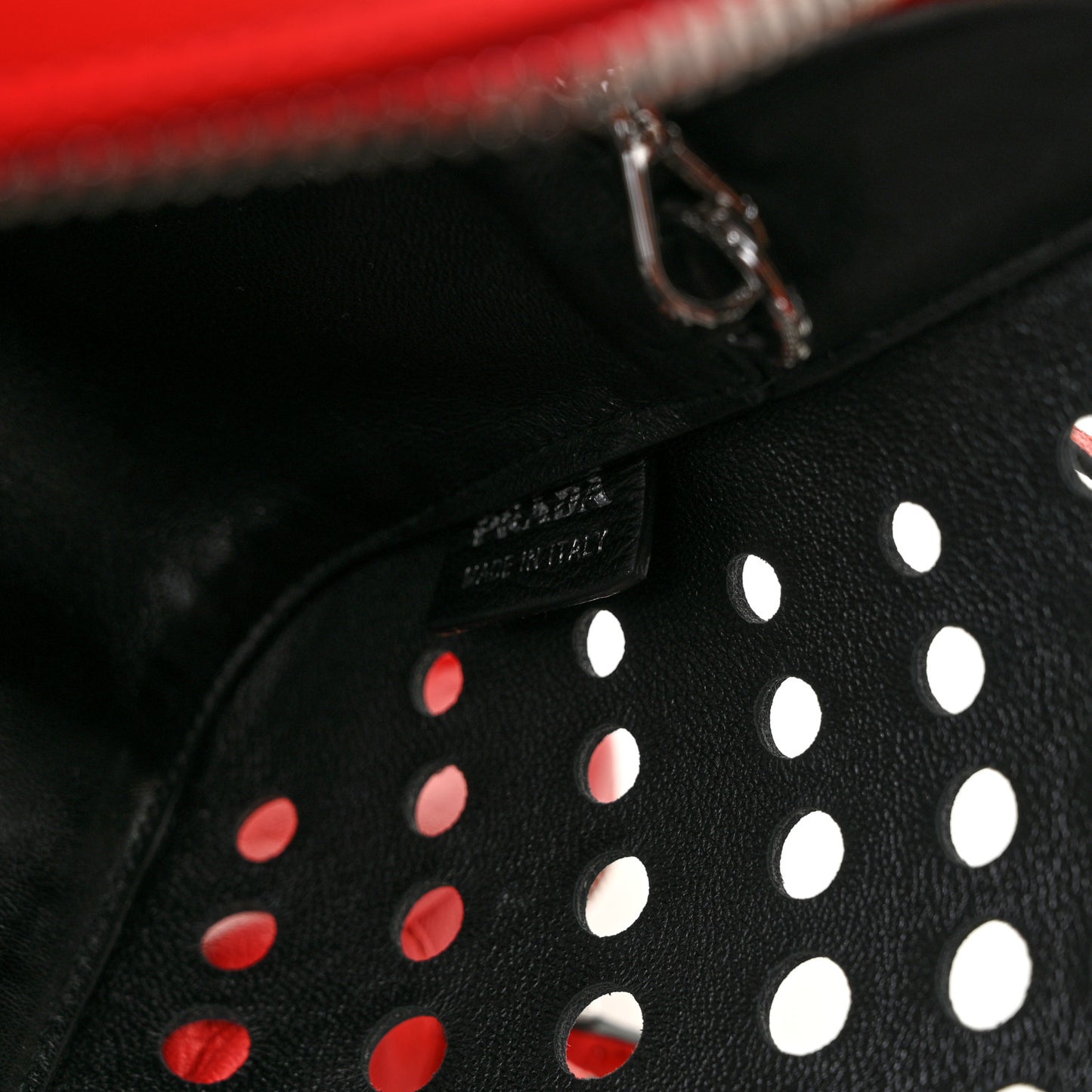 City Calfskin Perforated Chain Shoulder Bag Black Lacca