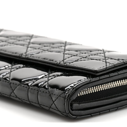 Christian Dior Patent Lambskin Cannage Lady Dior Rendezvous Wallet On Chain Black 11 of 12