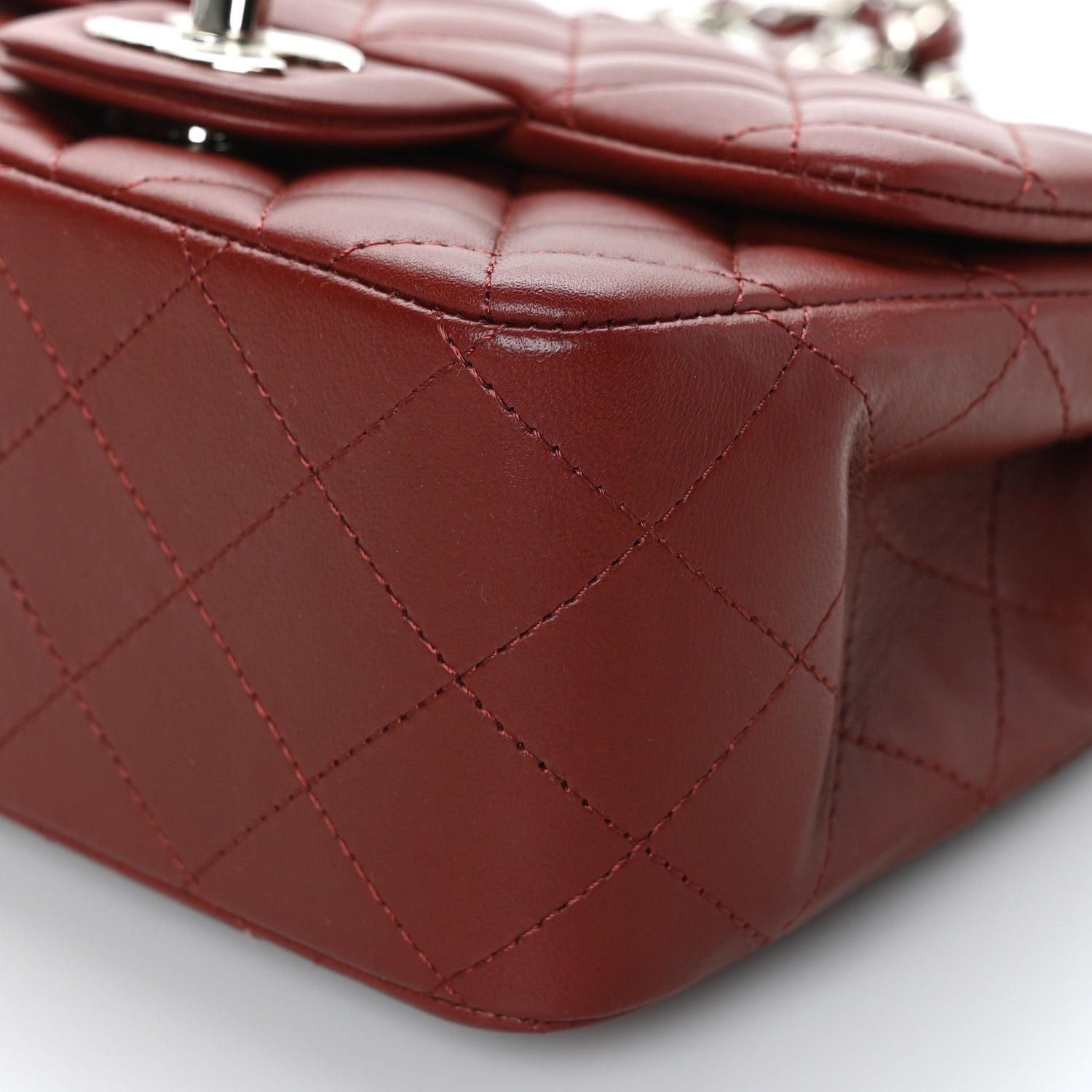 Chanel Lambskin Quilted Mini Square Flap Burgundy 9 of 9