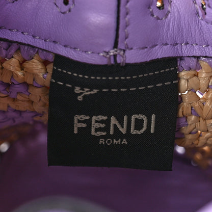 Fendi Raffia Vitello Seta F is Fendi FF Woven Mini Mon Tresor Bucket Bag Anemone Natural 6 of 12