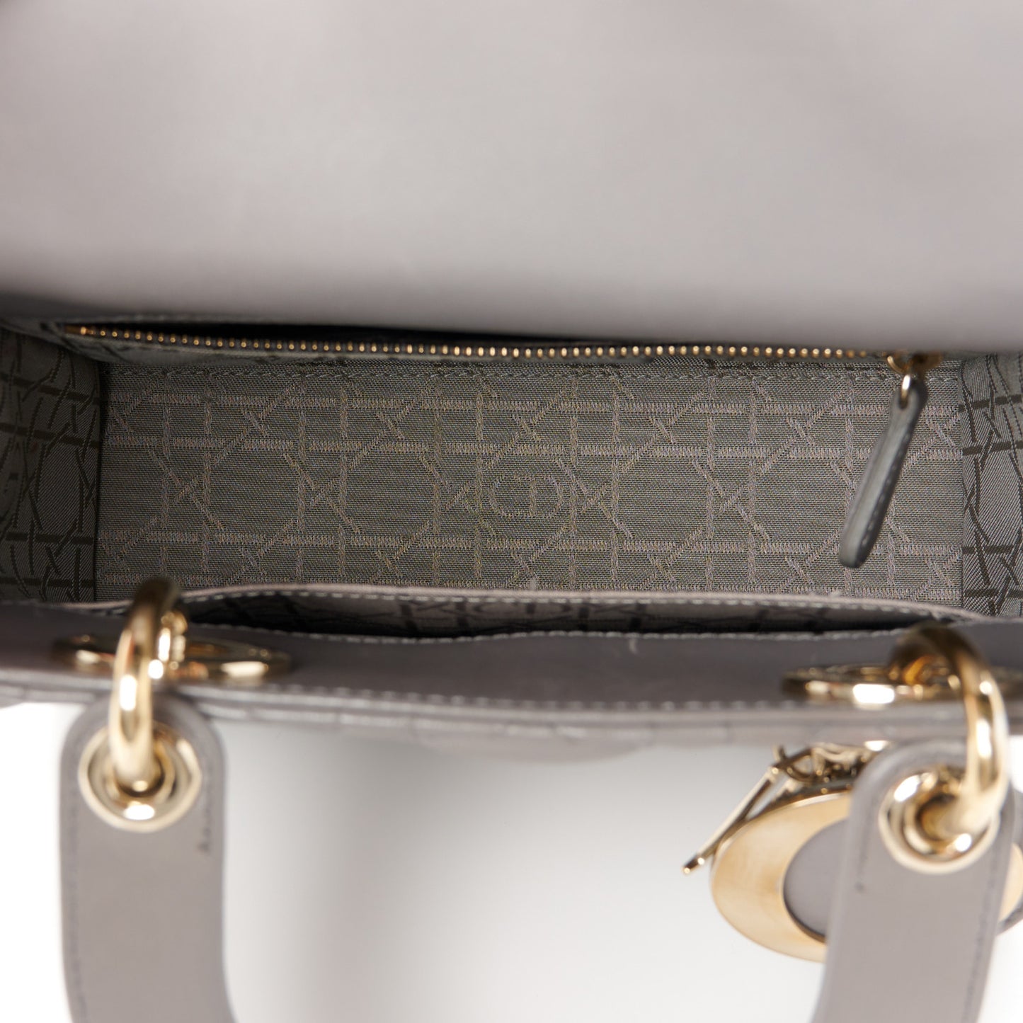 Lambskin Cannage Small Lucky Badges My Lady Dior Grey