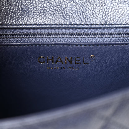 Chanel Crumpled Grained Calfskin Quilted Mini Two Tone Flap Blue 4 of 9