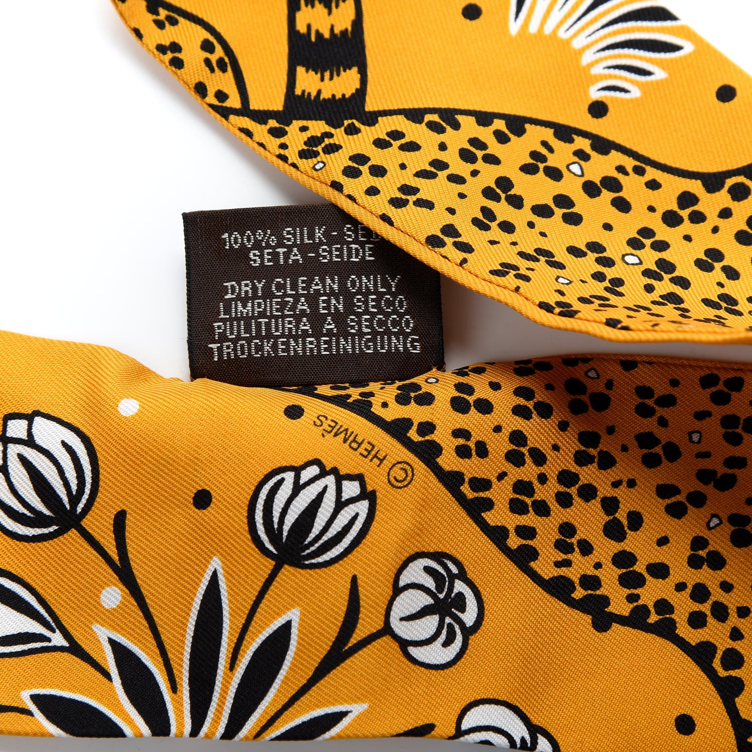 Hermes Silk Les Leopards Twilly Miel Black White 4 of 4