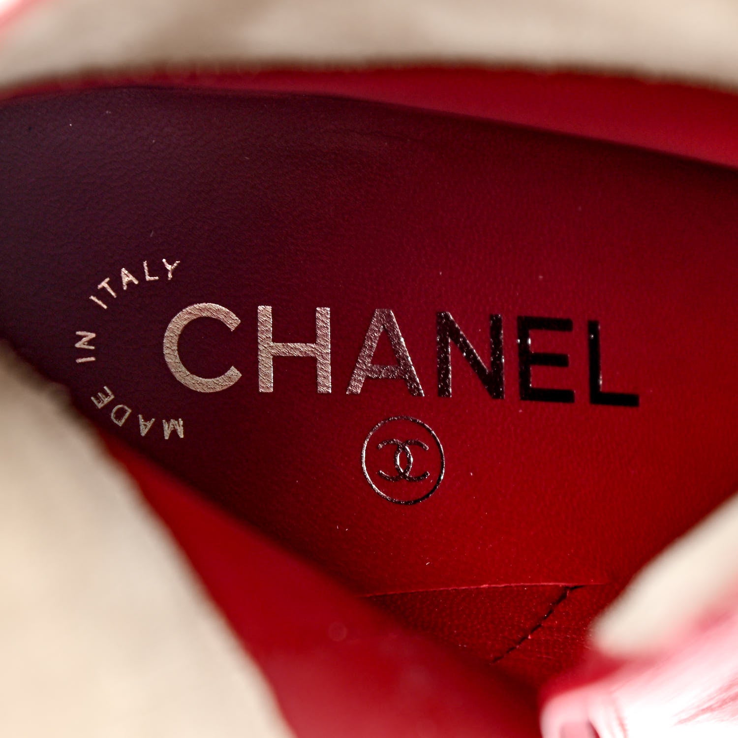 Chanel Crumpled Calfskin Cap Toe Chain Short Boots 36 Red 7 of 10