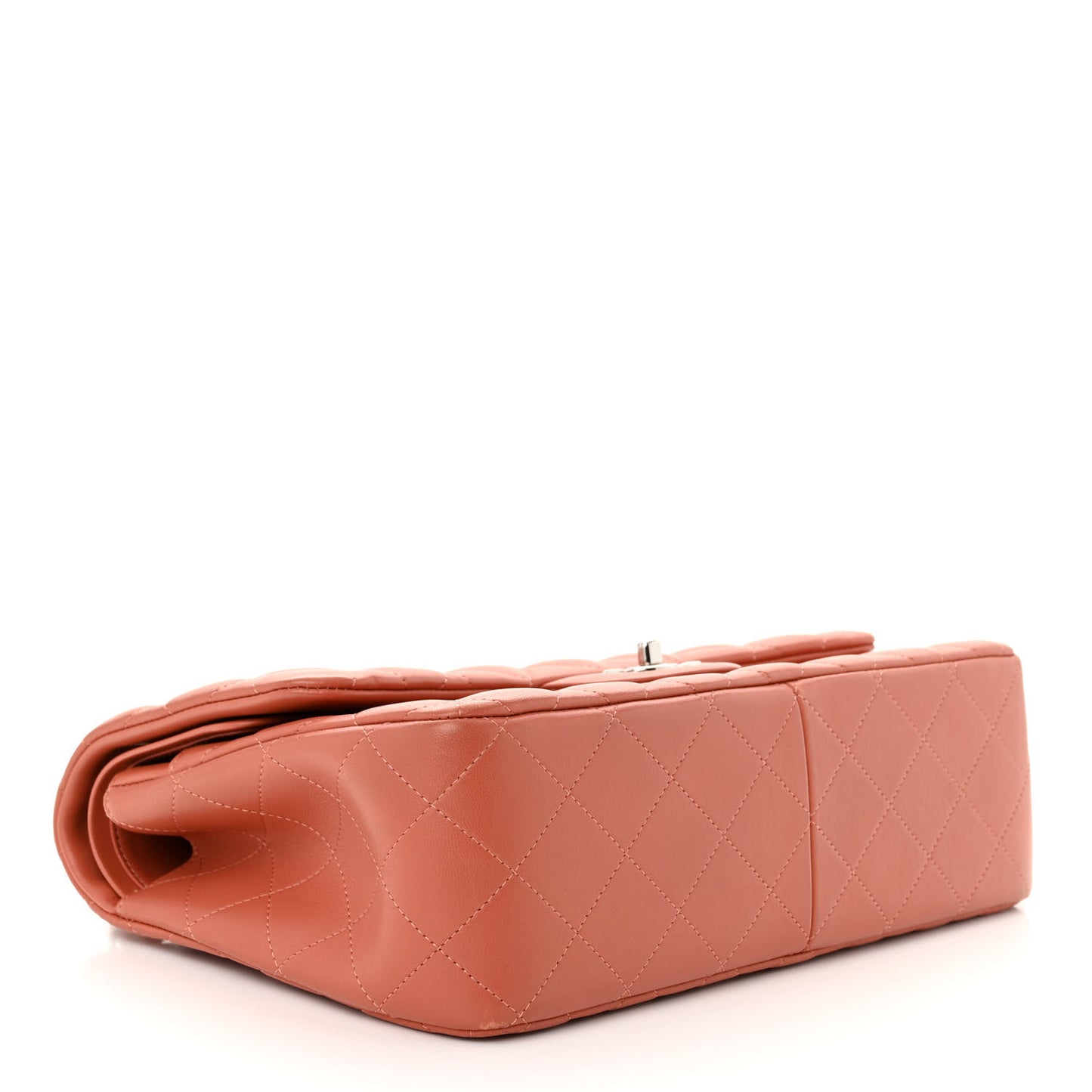 Lambskin Quilted Jumbo Double Flap Orange